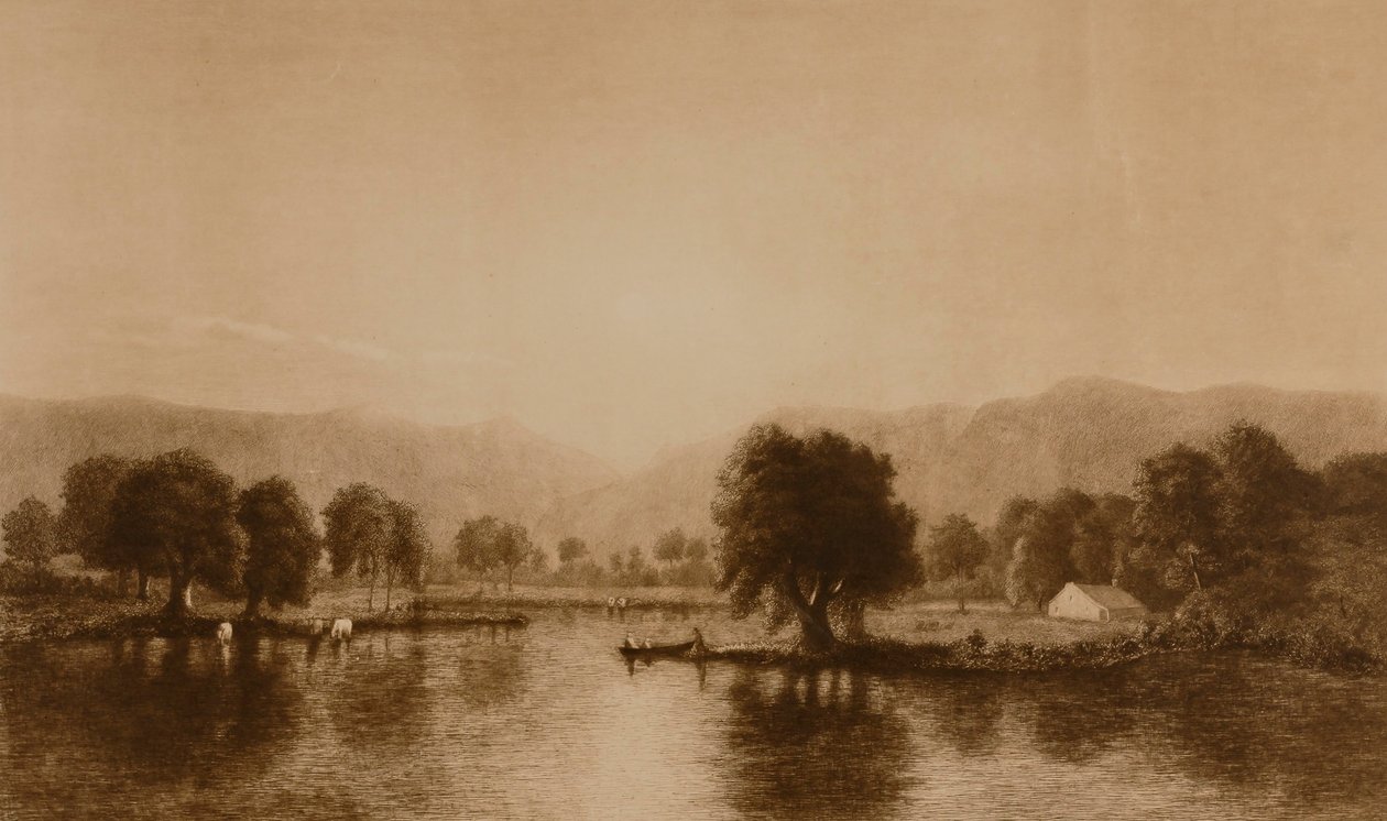 (Escena de agua y ganado) de William Wellstood