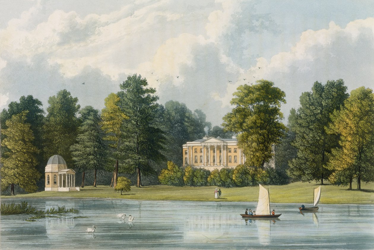 Casa Hampton, grabado por Richard Gilson Reeve, publicado 1828 de William Westall