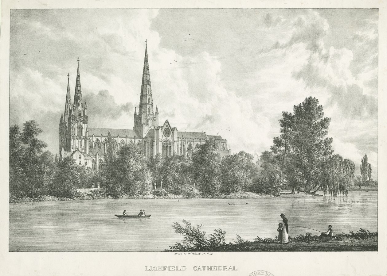 Catedral de Lichfield - Vista Sur de William Westall