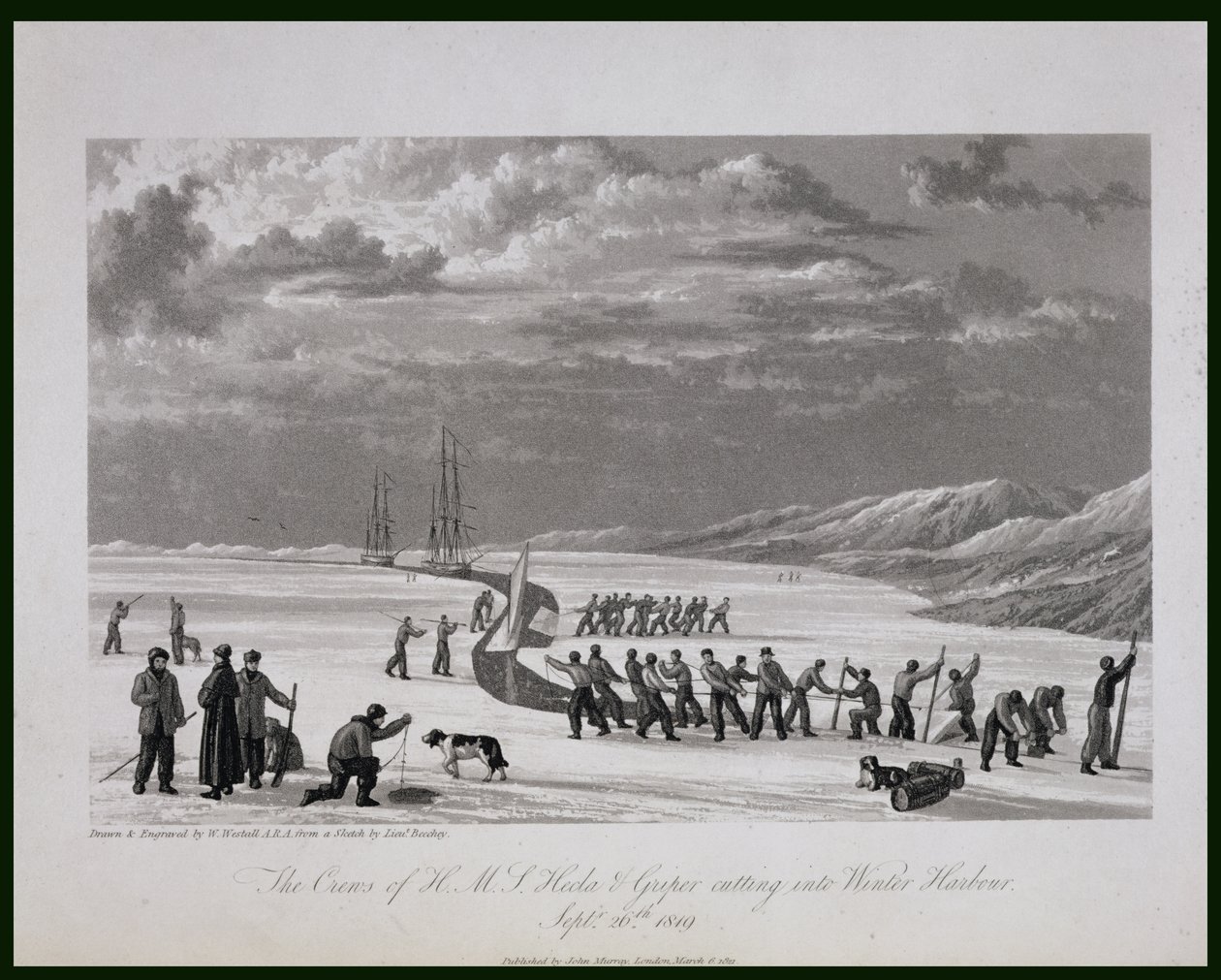 Las Tripulaciones del H.M.S. Hecla y Griper cortando en el Puerto de Invierno, 26 de septiembre de 1819, de 
