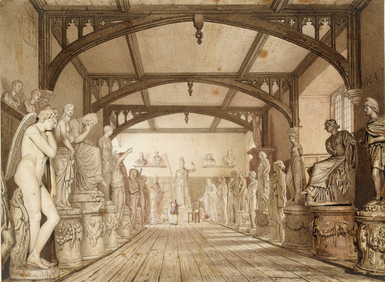 La galería de esculturas en las Escuelas de Examinación, Oxford, 1813 de William Westall