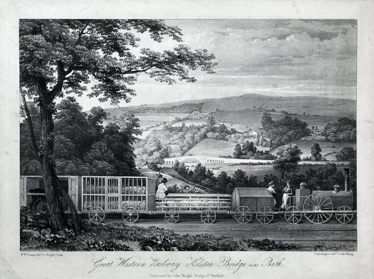 Great Western Railway, Kelston Bridge near Bath, c.1835-40 (litografía sobre papel) de William Weston Young