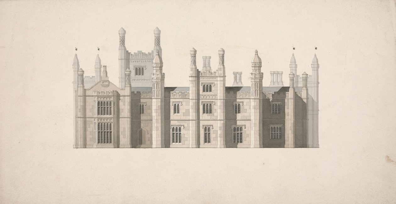 Alzado de una propuesta de diseño para Cambridge Colleges de William Wilkins