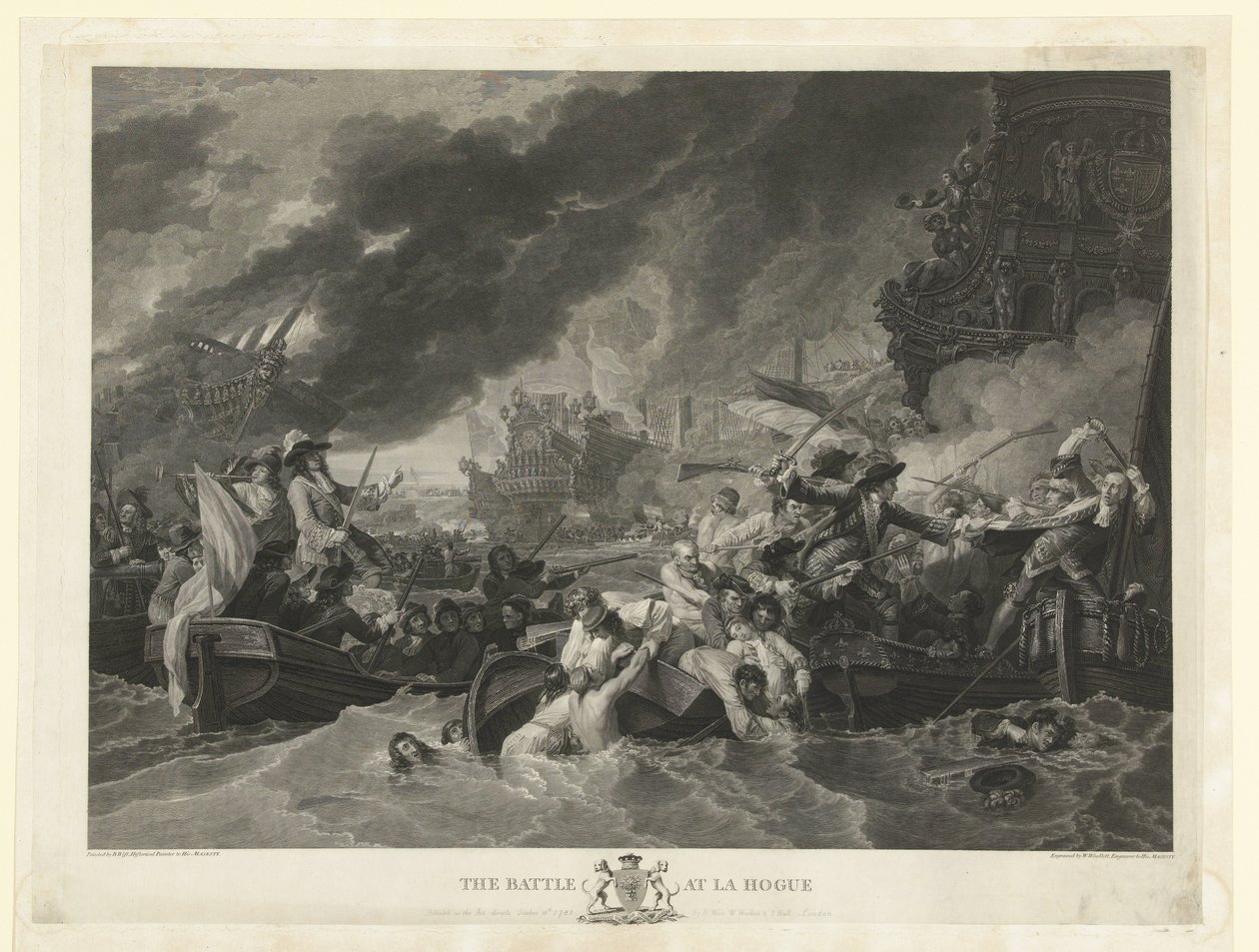 La batalla naval del cabo La Hogue, 1692 La batalla de La Hogue (título sobre el objeto) de William Woollett