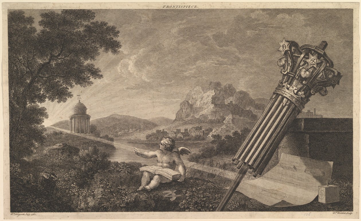 Frontispicio de la Perspectiva de Arquitectura de Joshua Kirby de William Woollett