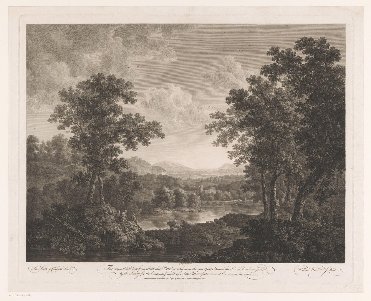 paisaje con pastores y ganado por un lago Segundo Paisaje Premium de William Woollett