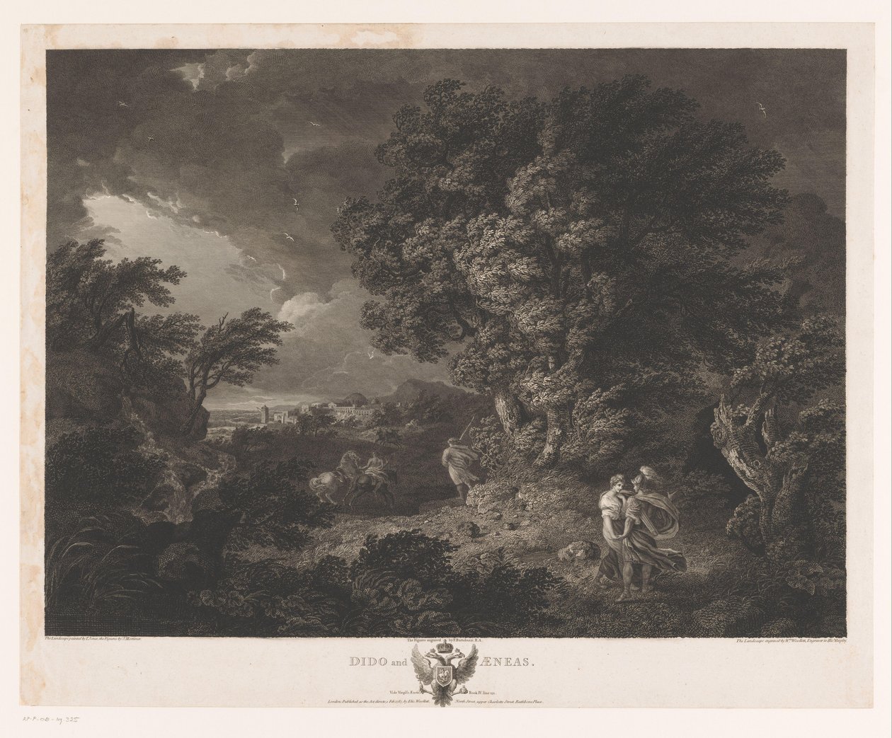 Paisaje tormentoso con Dido y Eneas Dido y Eneas (título sobre objeto) de William Woollett