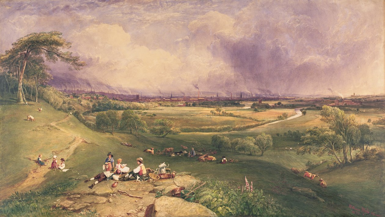 Manchester desde el acantilado, Higher Broughton (acuarela sobre papel) de William Wyld