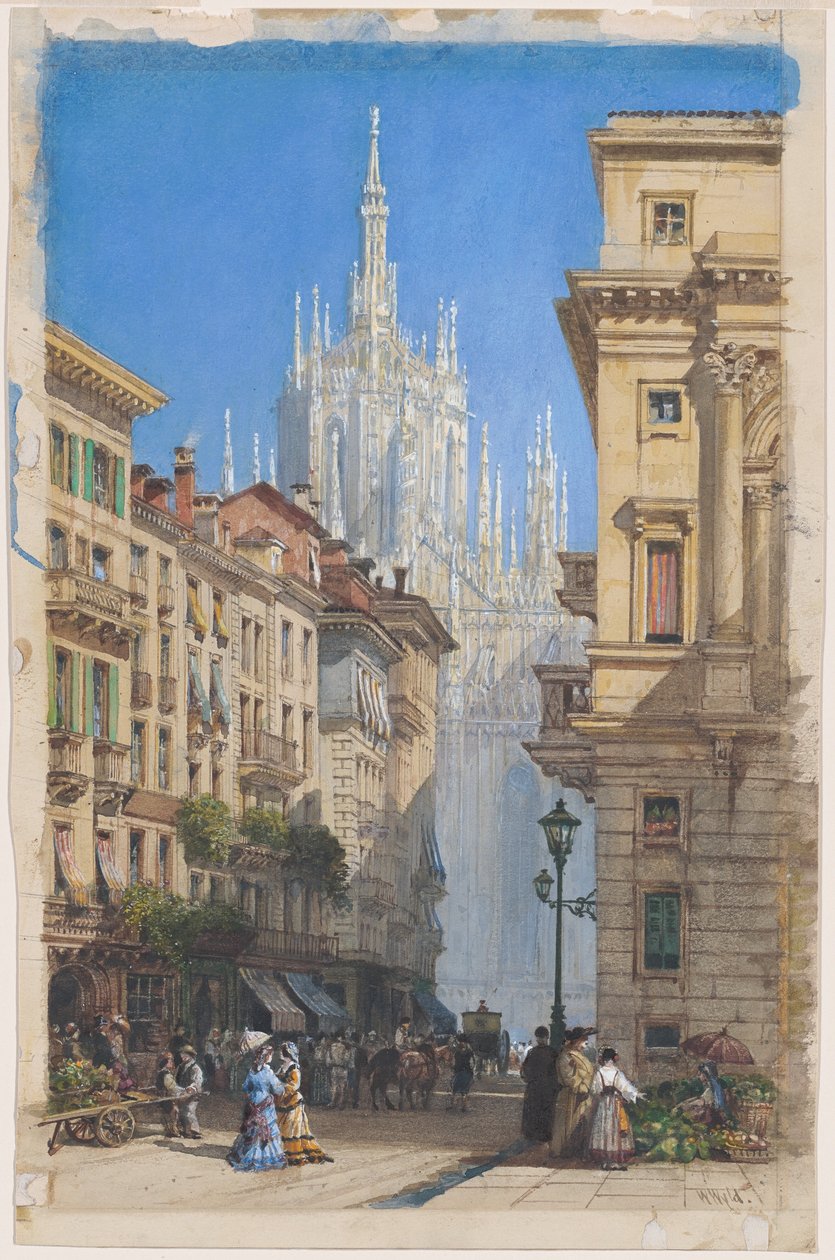 El Duomo en Milán desde una calle lateral de William Wyld