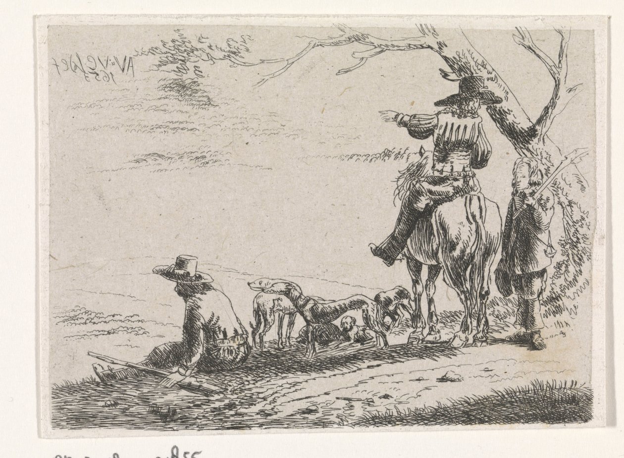 Tres cazadores con perros de William Young Ottley