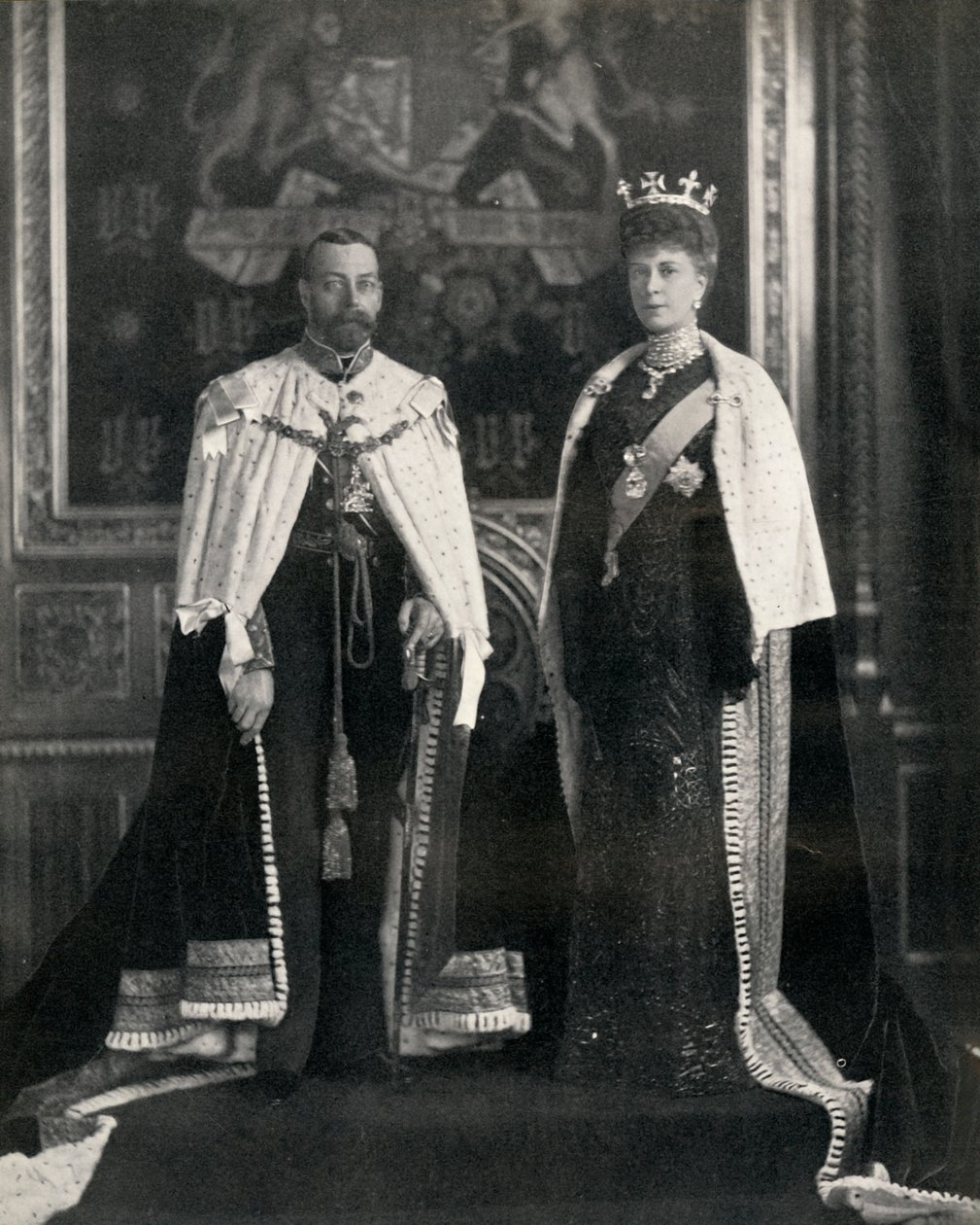 El rey Jorge V y la reina María en su primera apertura del Parlamento, 6 de febrero de 1911, 1951 de William and Daniel Downey