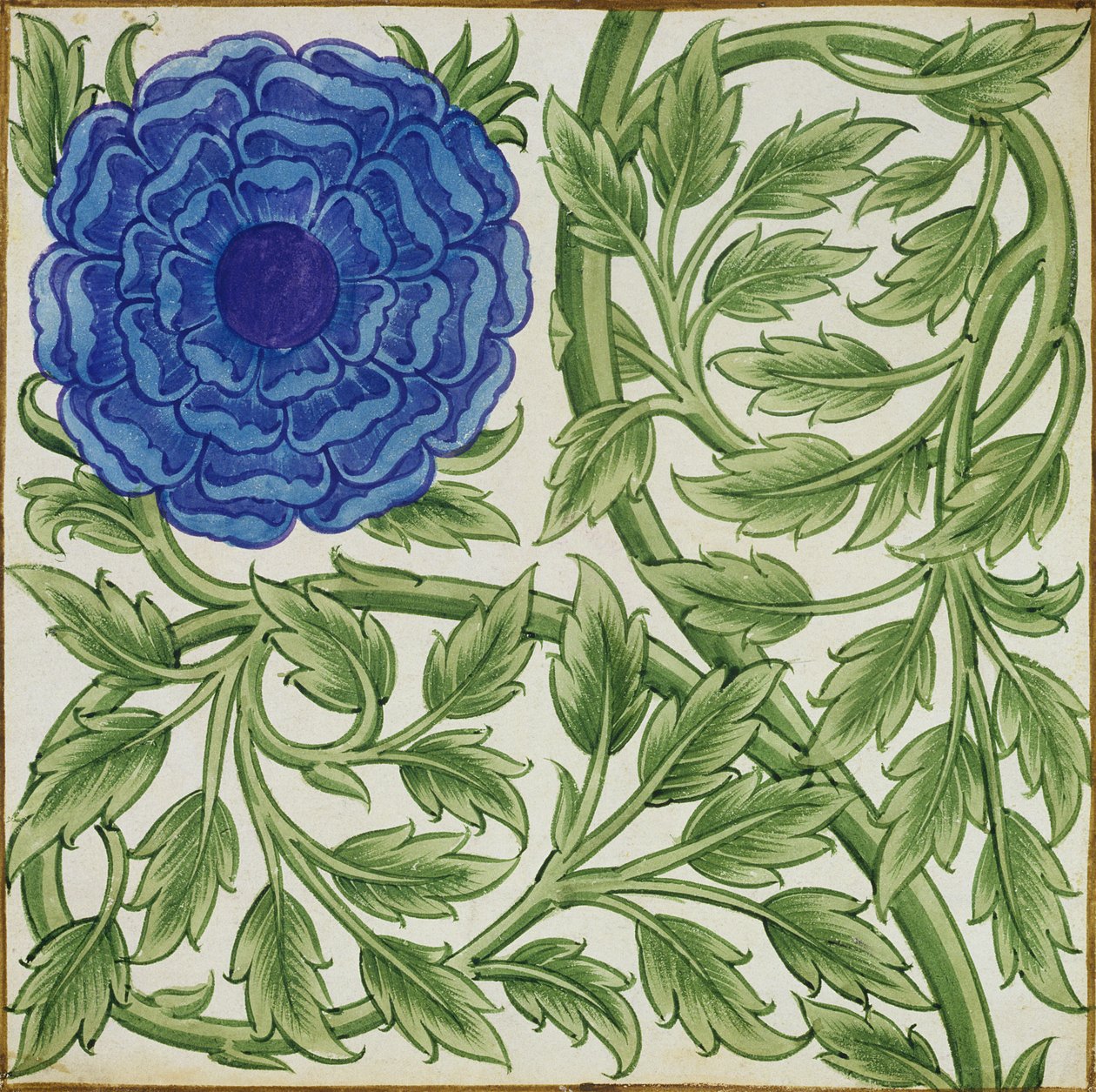 Planta con una flor azul de William de Morgan