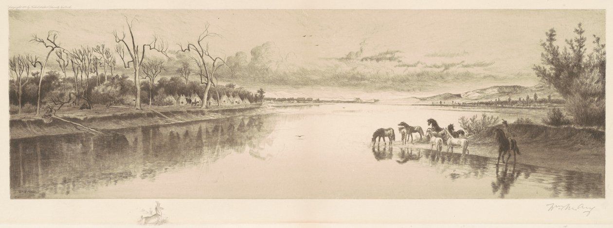 Sin título (Campamento nativo americano) de William de la Montagne Cary