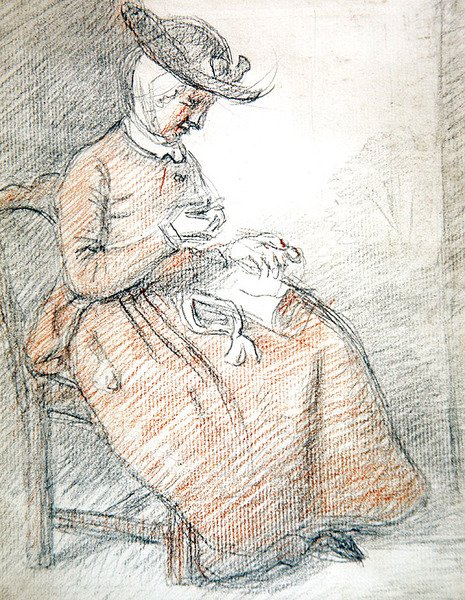 Mujer sentada cosiendo de William of Bath Hoare
