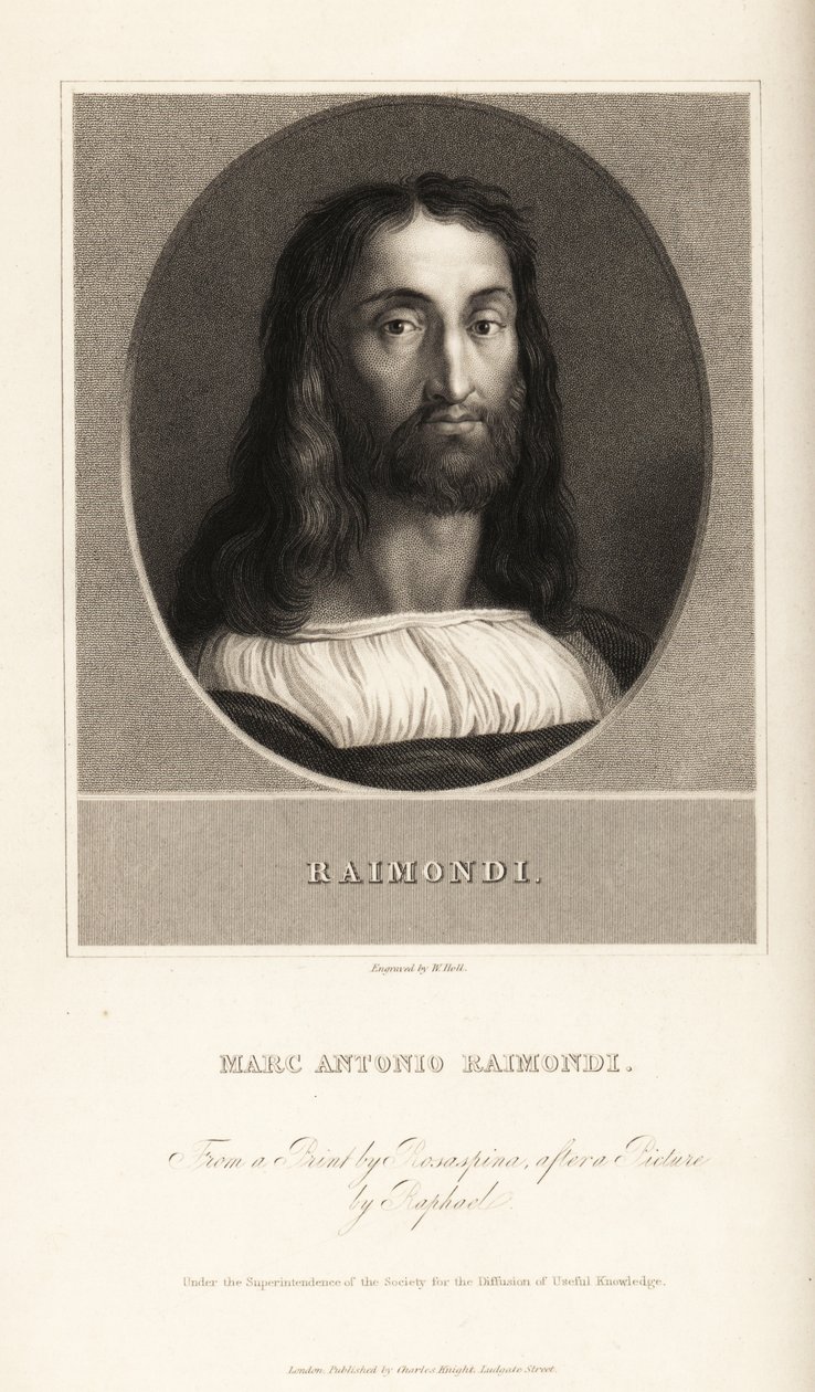 Retrato de Marcantonio Raimondi, grabador italiano, circa 1470-1534 de William the Younger Holl