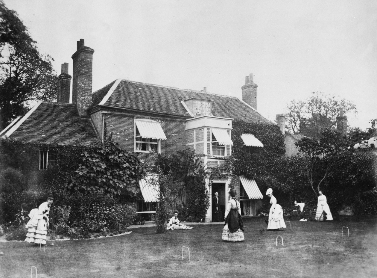 Croquet en el césped en Elm Lodge, Streatley, c.1870s de Willoughby Wallace Hooper
