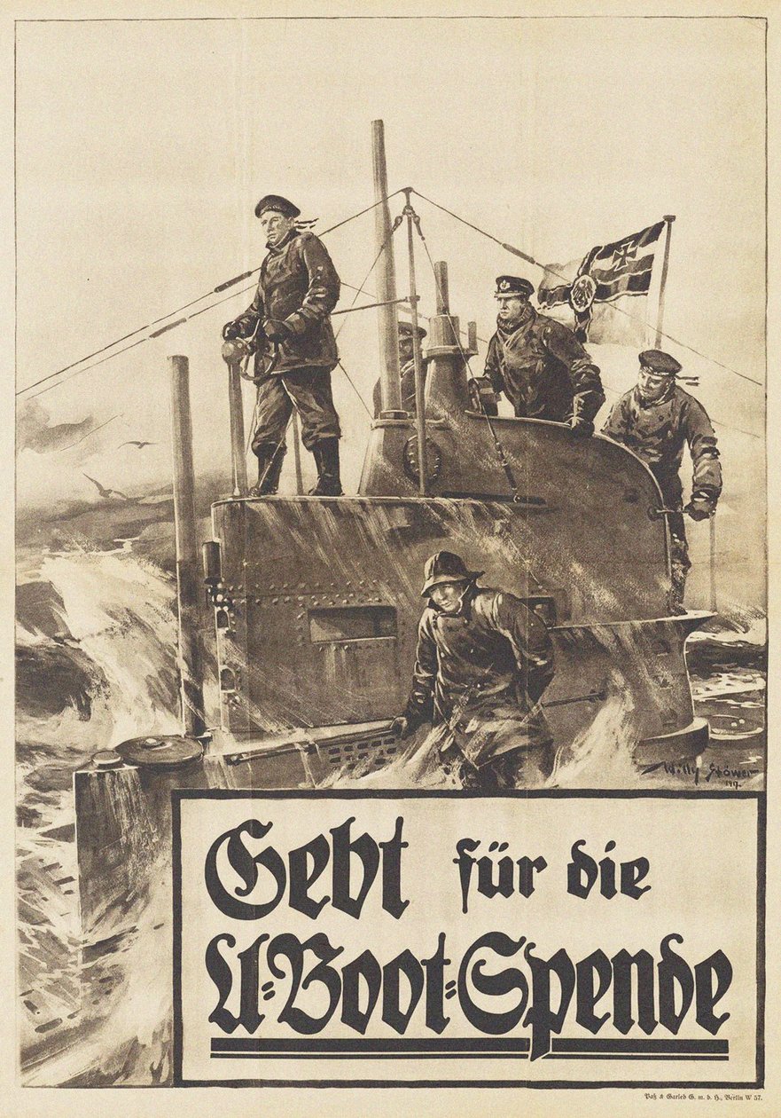 Donar al Submarino. Póster, 1917 de Willy Stöwer