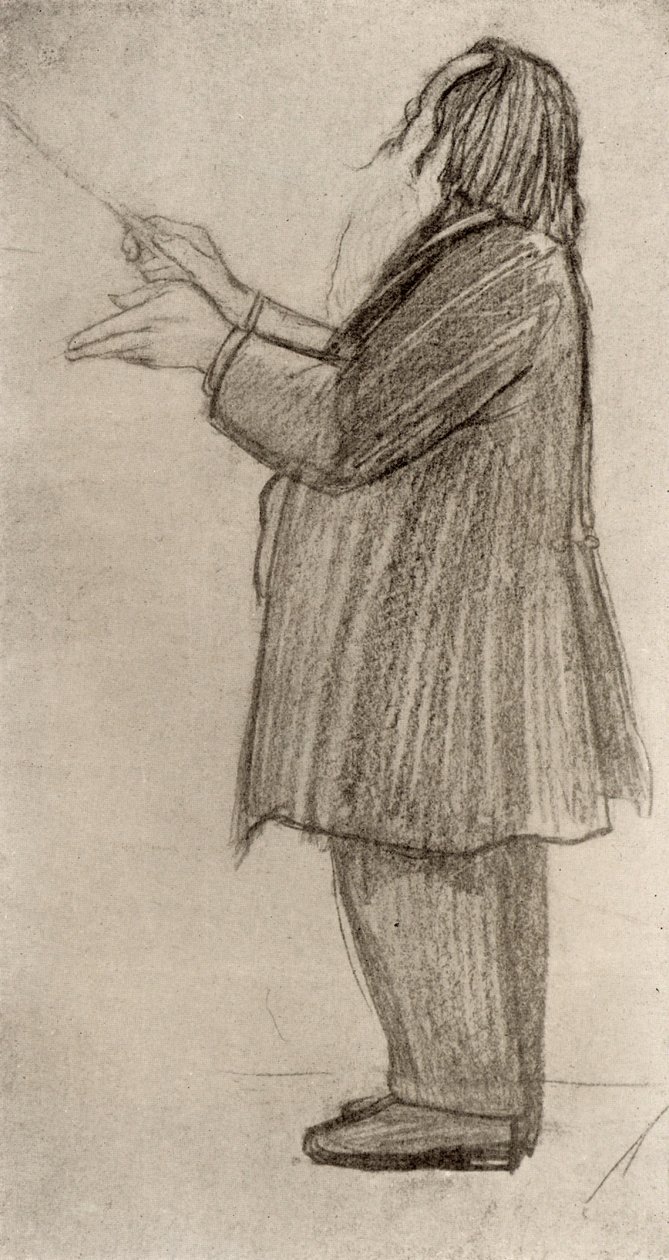 Johannes Brahms (1833-1897) Compositor alemán, dirección de orquesta 9dibujo) de Willy von Beckerath
