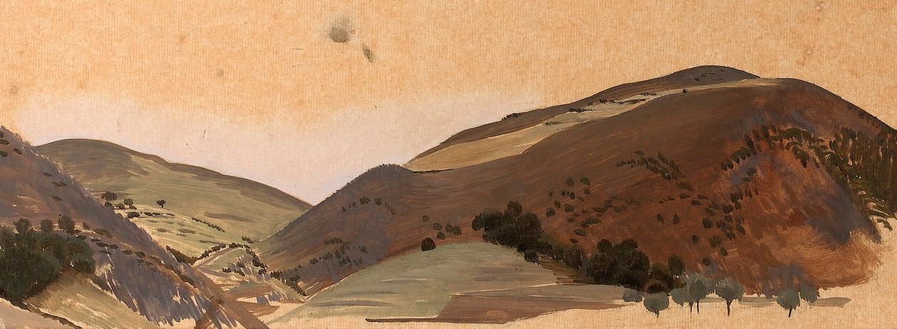 Estudio de paisaje para Santissima Trinita, c.1924 (óleo sobre papel vegetal) de Winifred Knights
