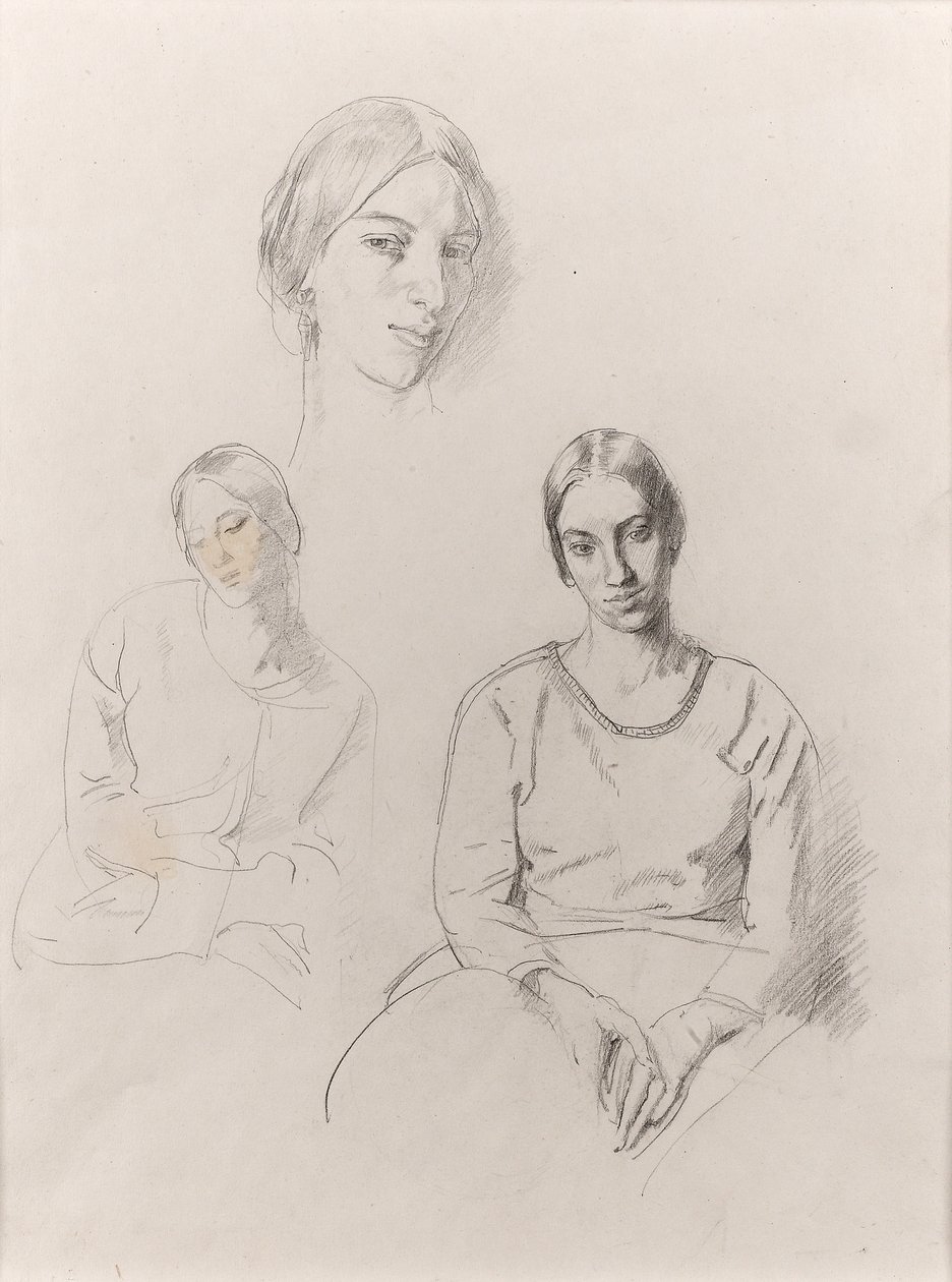 Autorretrato (lápiz sobre papel) de Winifred Knights