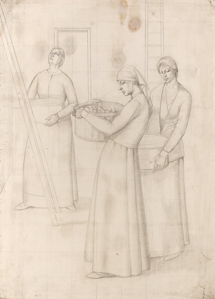 Estudio para "Diseño de decoración mural", c.1918 (lápiz sobre papel) de Winifred Knights