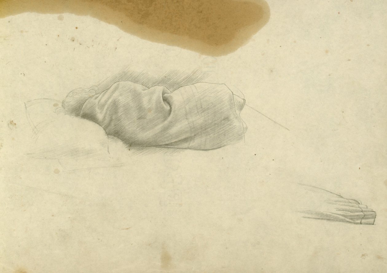Estudio para mujer dormida para Santissima Trinita, c.1924-30 (lápiz sobre papel) de Winifred Knights