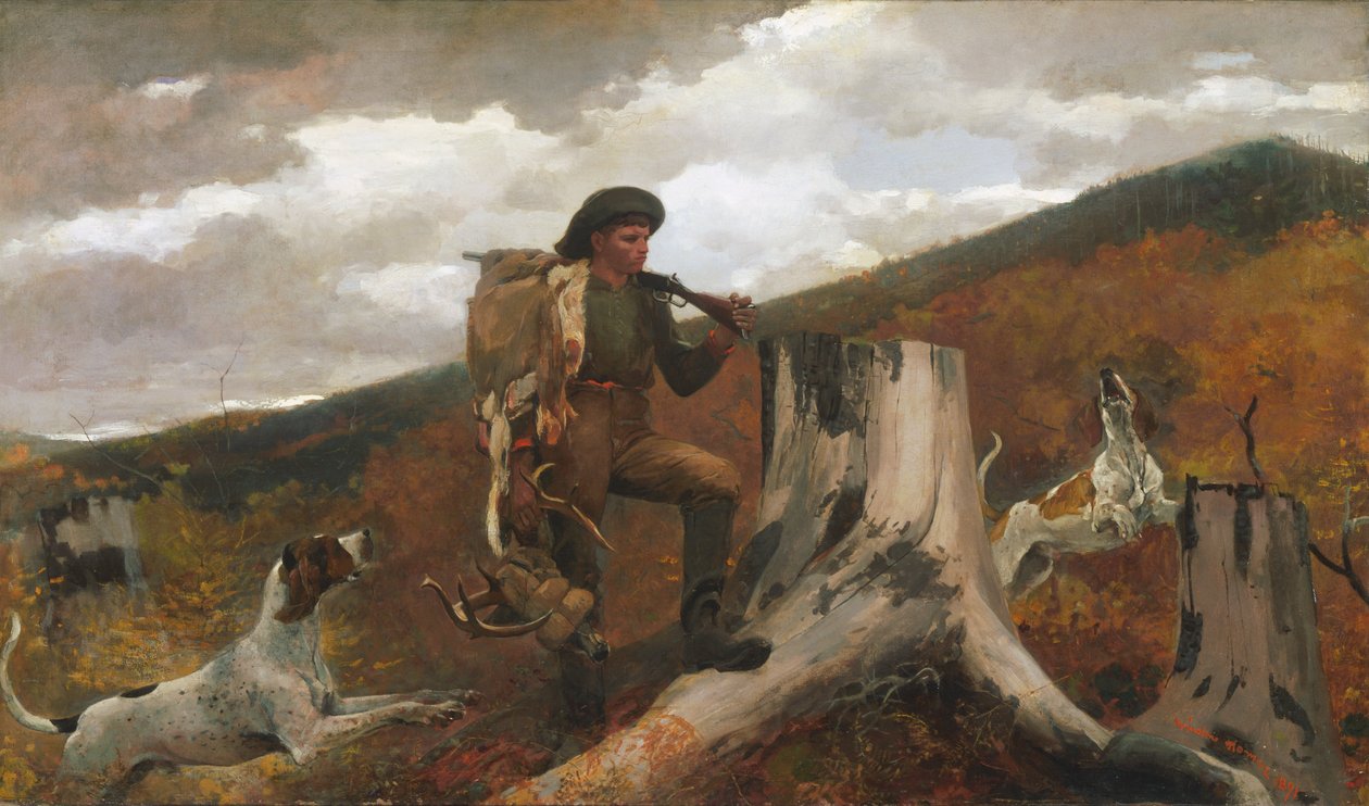 Un cazador y perros de Winslow Homer