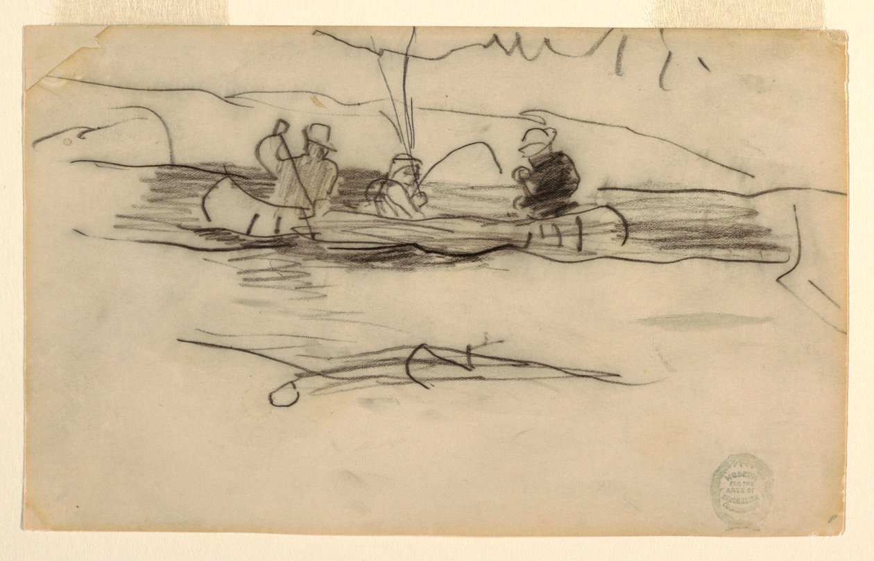 Pescador y dos hombres más en una canoa de Winslow Homer