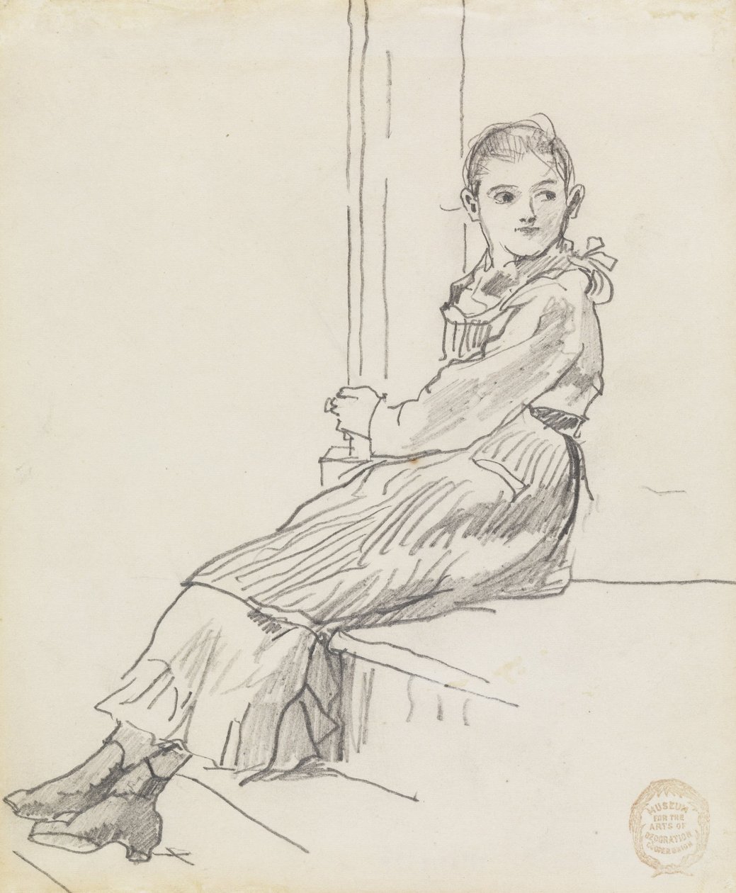 Niña sentada en un escalón del porche de Winslow Homer