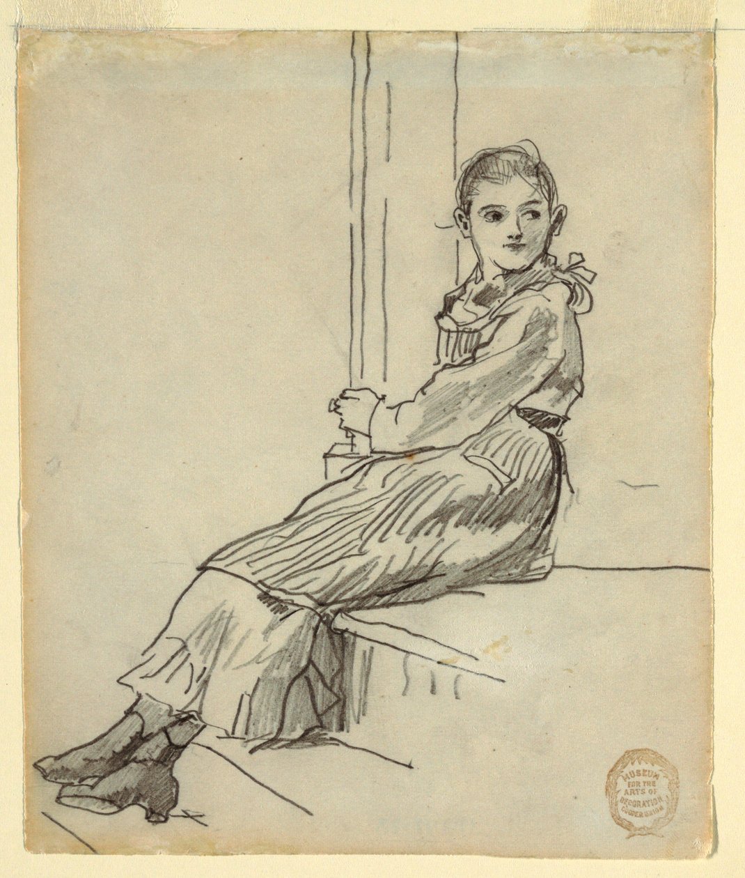 Niña sentada en un escalón del porche de Winslow Homer