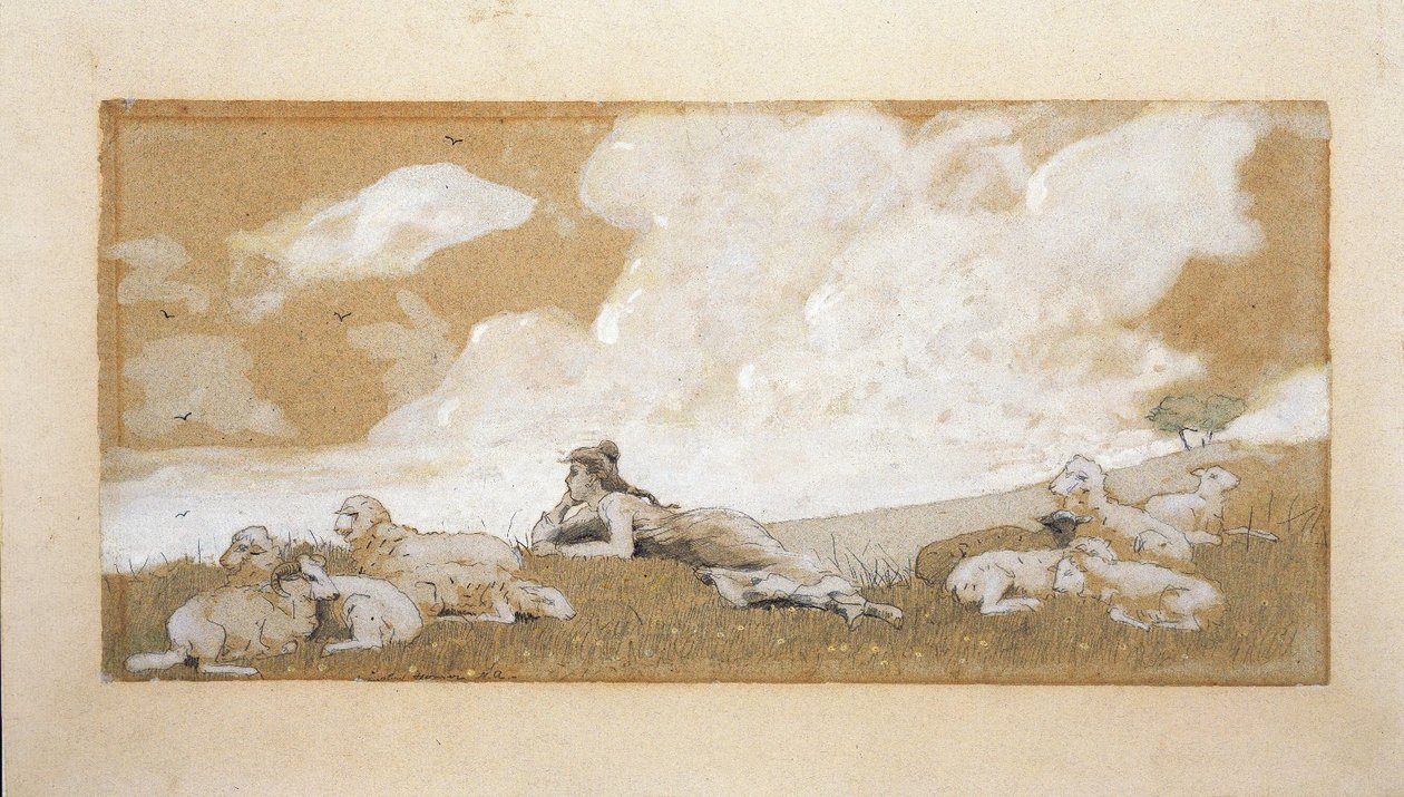 Niña y ovejas de Winslow Homer