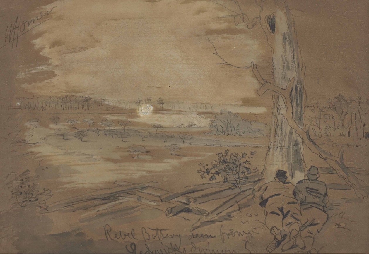 Batería rebelde vista desde la división de Sedgwick de Winslow Homer