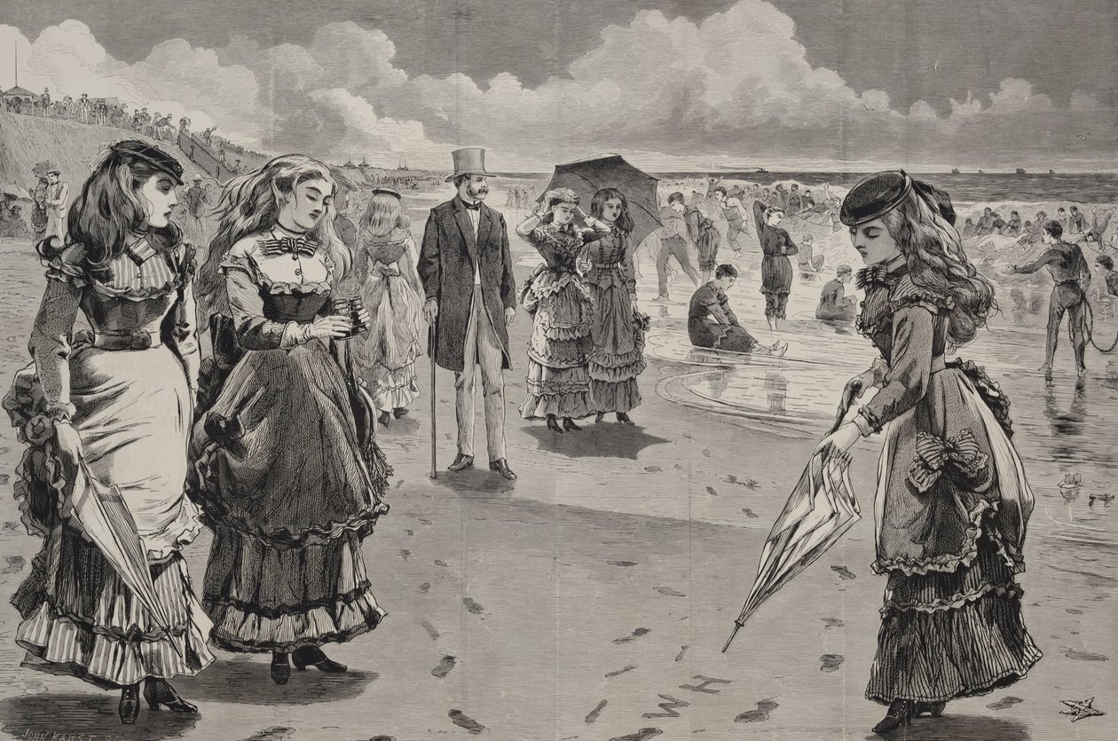 La playa en Long Branch, publicado como un suplemento de arte en Appletons Journal, 21 de agosto de 1869 de Winslow Homer