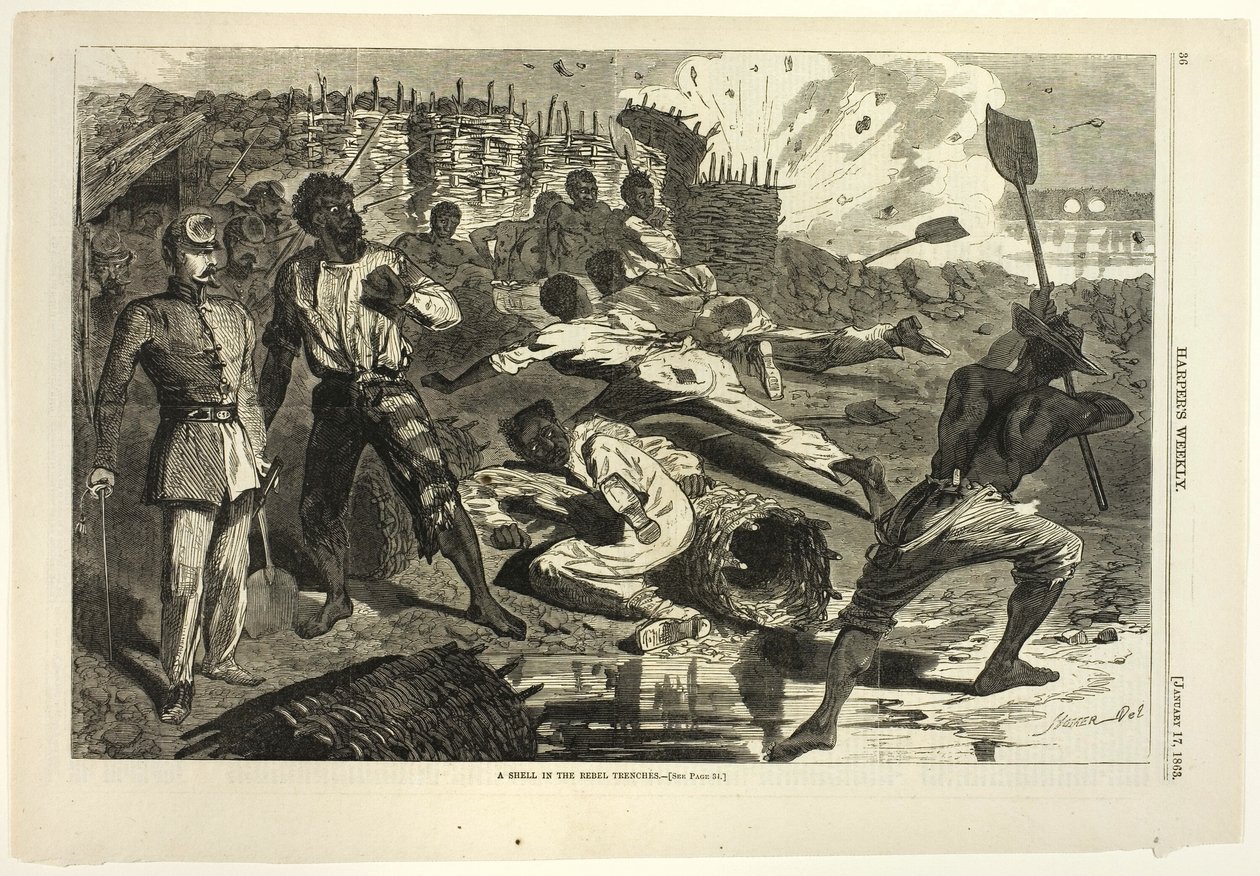 Un proyectil en las trincheras rebeldes de Winslow Homer
