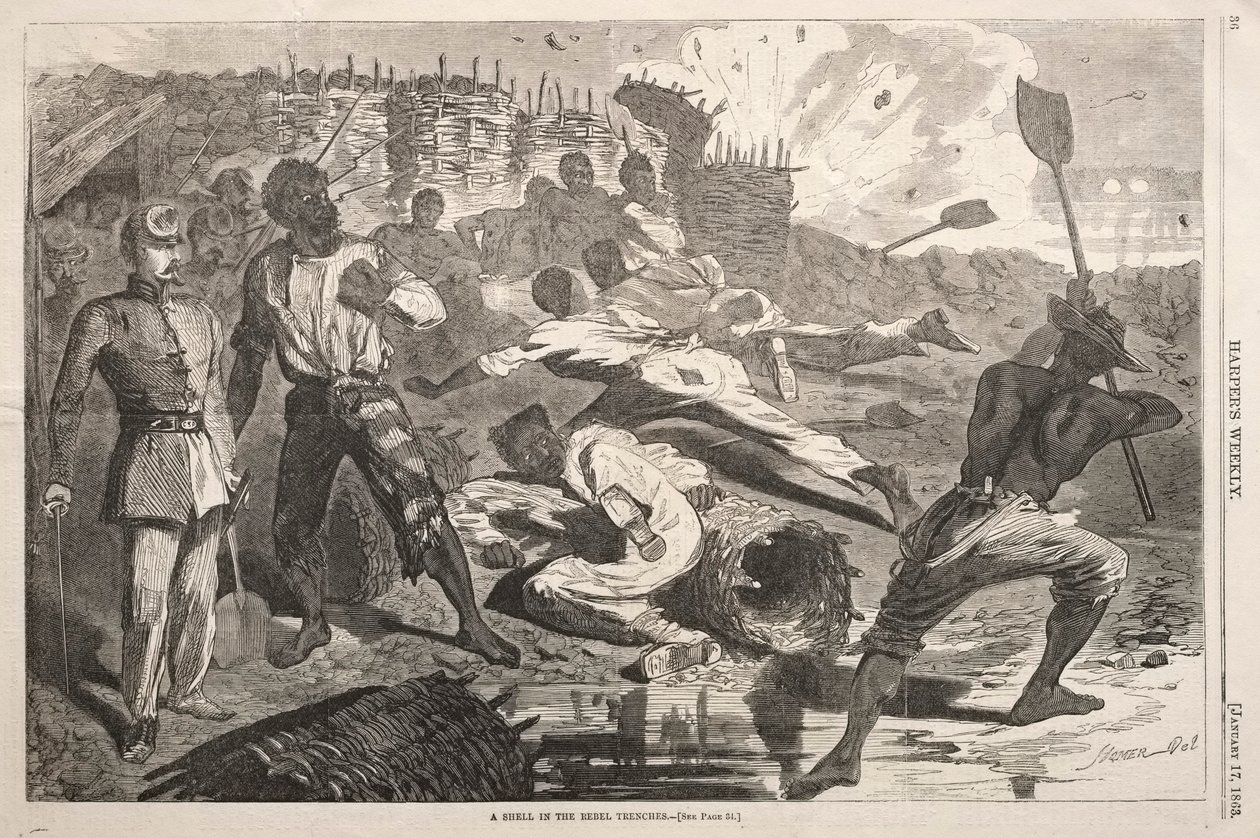Un proyectil en las trincheras rebeldes, 1863 de Winslow Homer