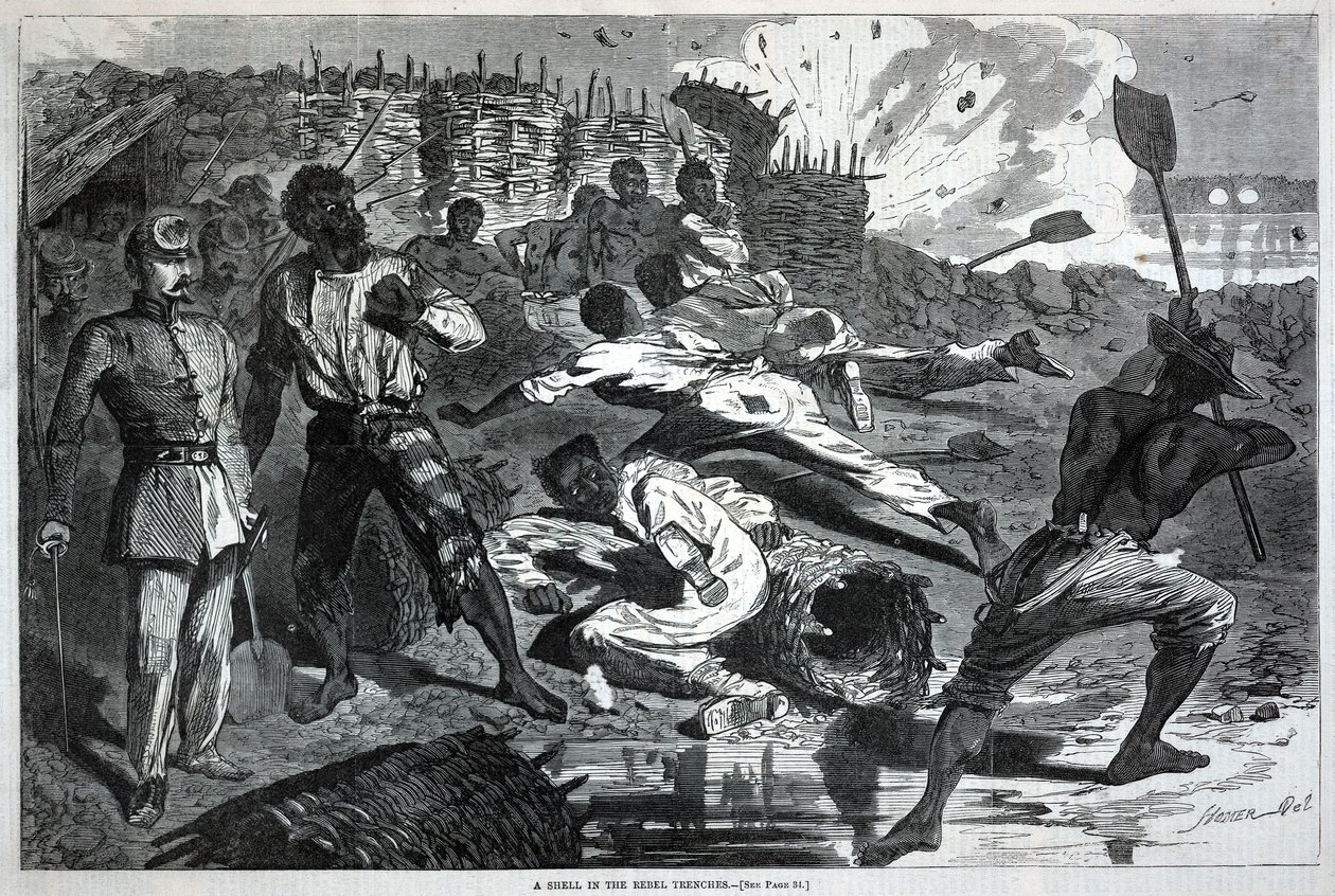 «Un proyectil en las trincheras rebeldes», de Harper’s Weekly, 17 de enero de 1863 de Winslow Homer