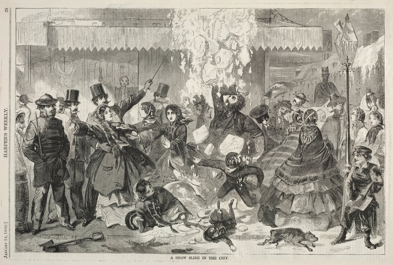 Un tobogán de nieve en la ciudad de Winslow Homer