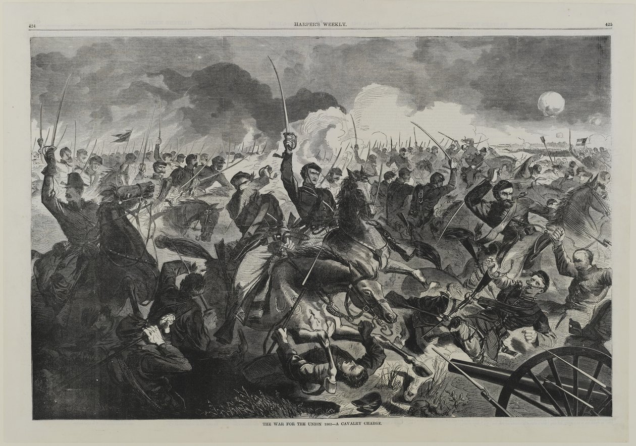 Una Guerra por la Unión 1862 - Una Carga de Caballería de Winslow Homer