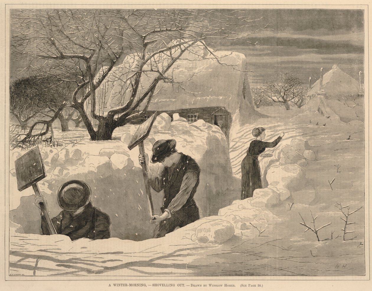 A Winter Morning--Shovelling Out, de Every Saturday, 14 de enero de 1871 de Winslow Homer