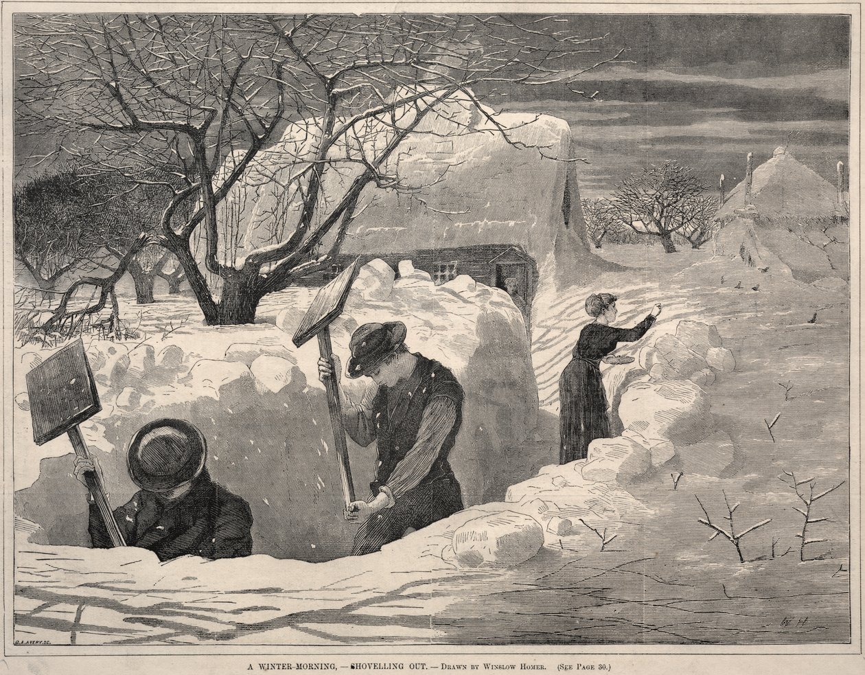 Una mañana de invierno: quitando la nieve con la pala de Winslow Homer