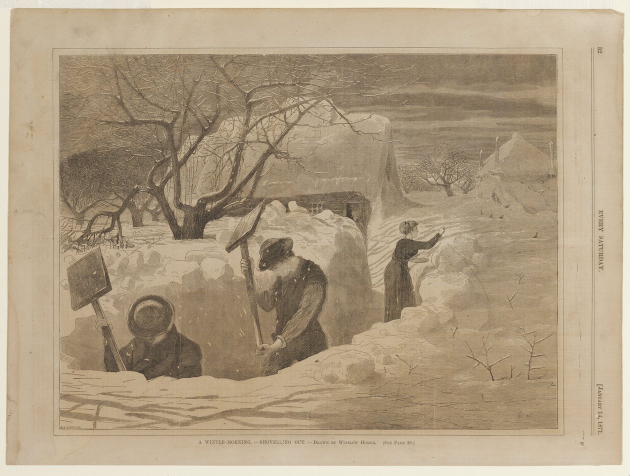 Una mañana de invierno quitando la nieve con la pala de Winslow Homer