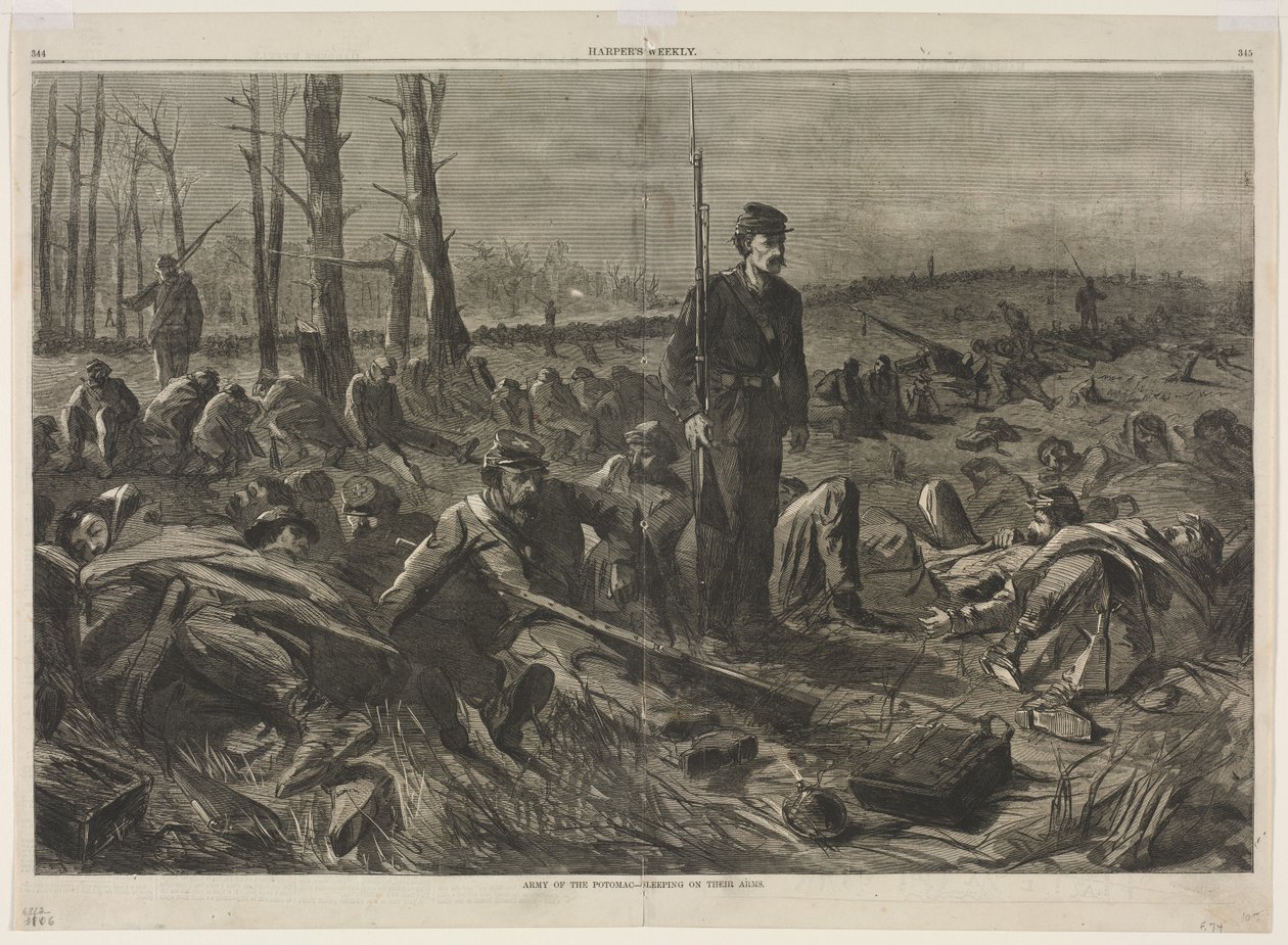 Ejército del Potomac - Durmiendo sobre sus armas, 1864 de Winslow Homer