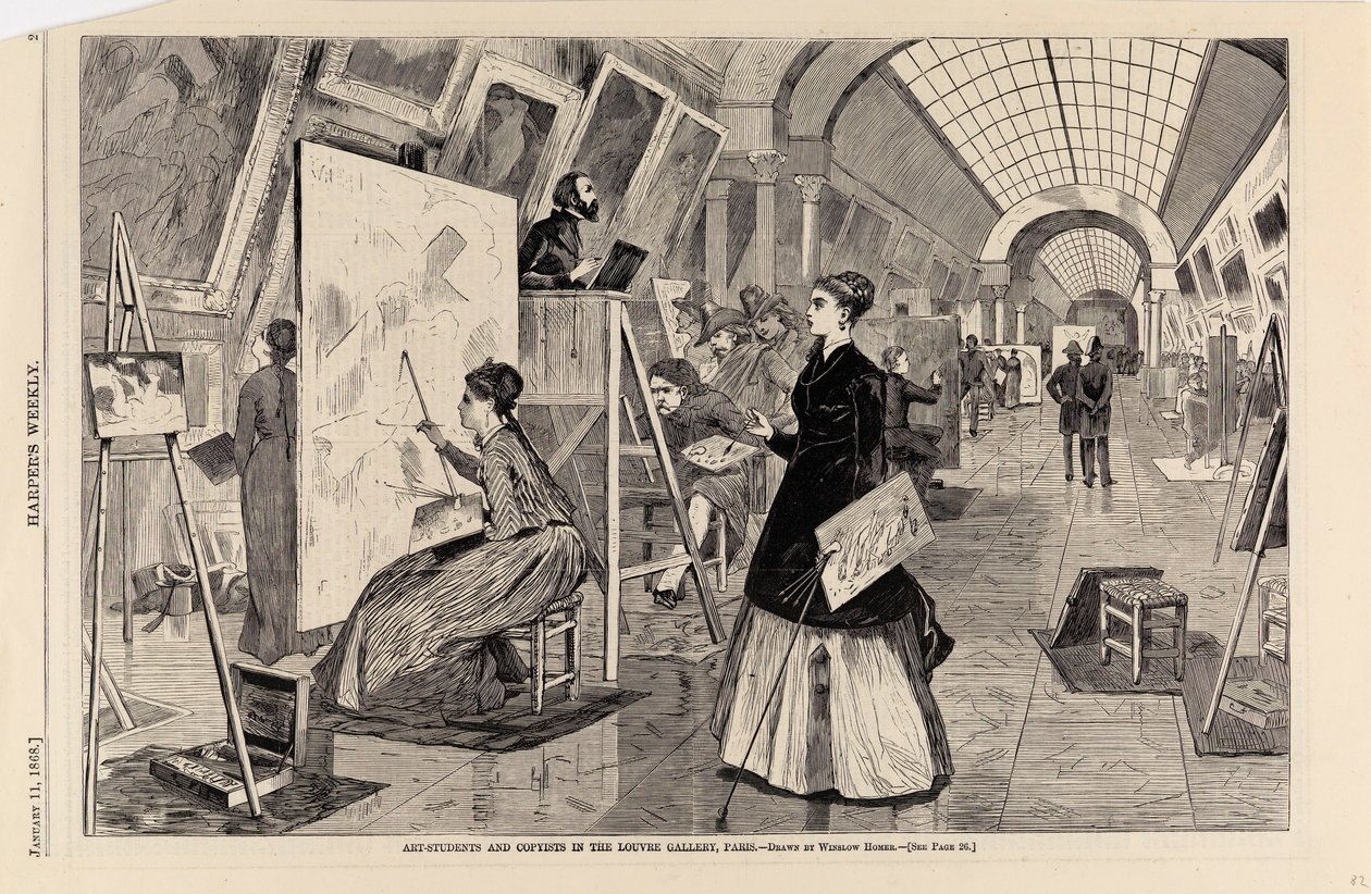 Art-students and Copyists in the Louvre Gallery, Paris, de Harper