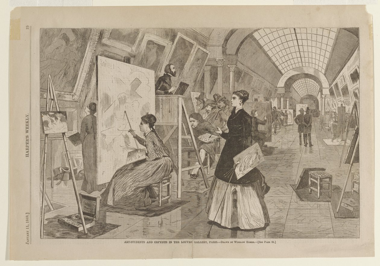 Estudiantes de arte y copistas en la galería del Louvre, París de Winslow Homer