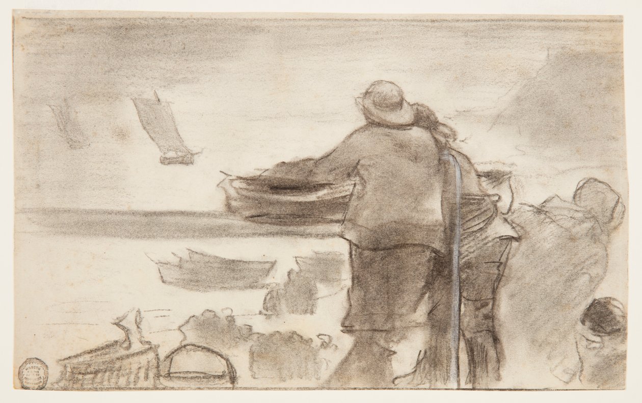 Playa con Barcos y Gente, Cullercoats, Inglaterra de Winslow Homer