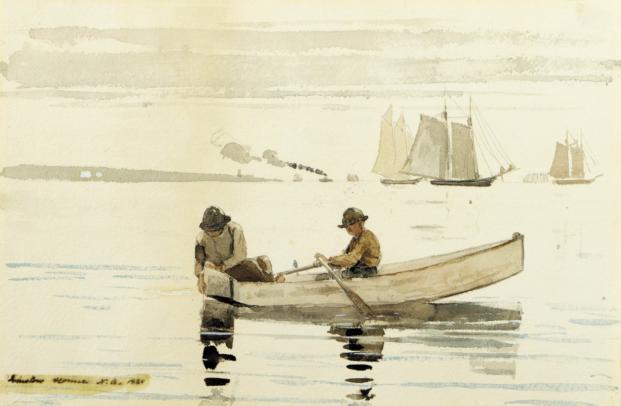 Niños pescando, Gloucester Harbor, 1880 de Winslow Homer
