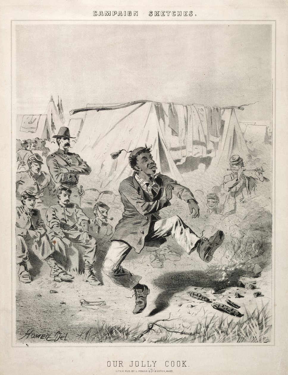 Bocetos de campaña: Nuestro alegre cocinero, 1863 de Winslow Homer