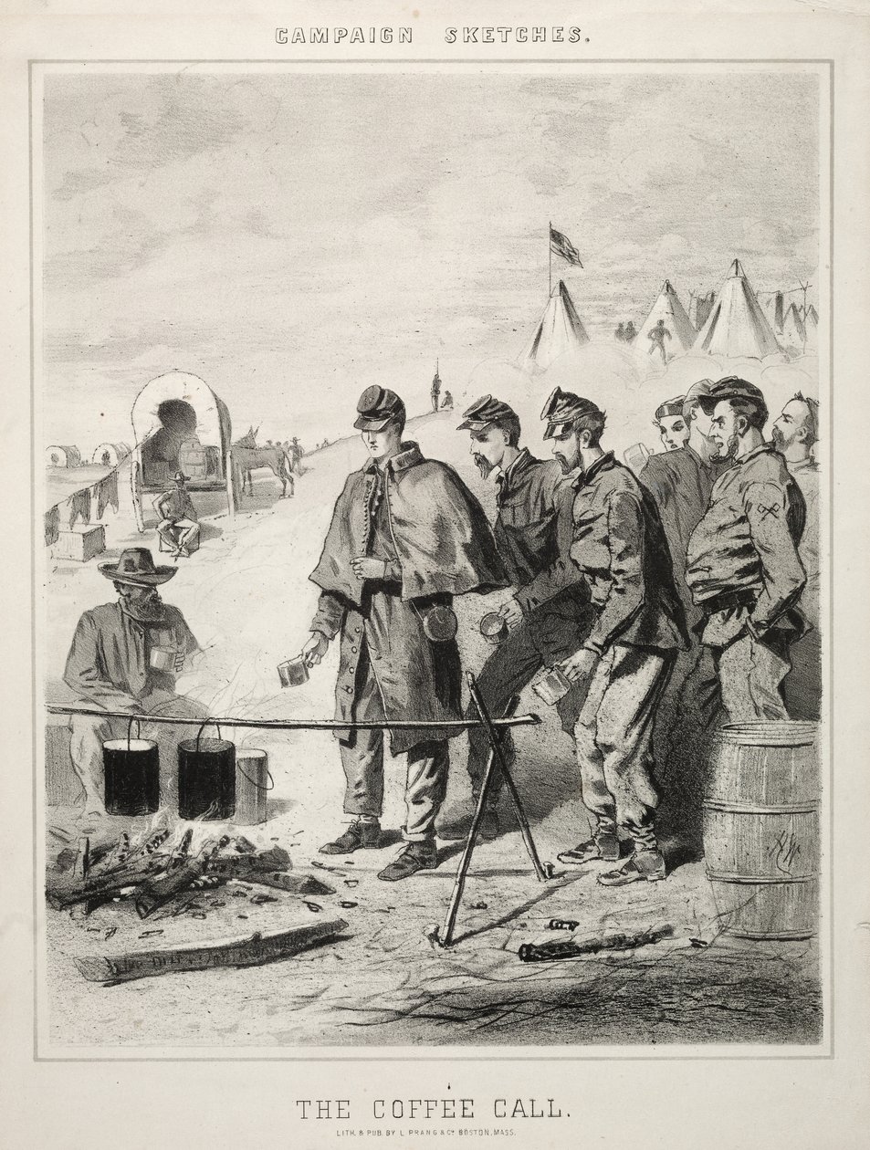 Bocetos de Campaña: La llamada del café, 1863 de Winslow Homer