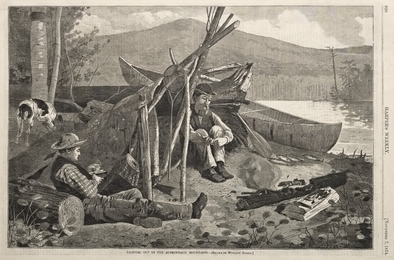 Acampada en los montes Adirondack de Winslow Homer