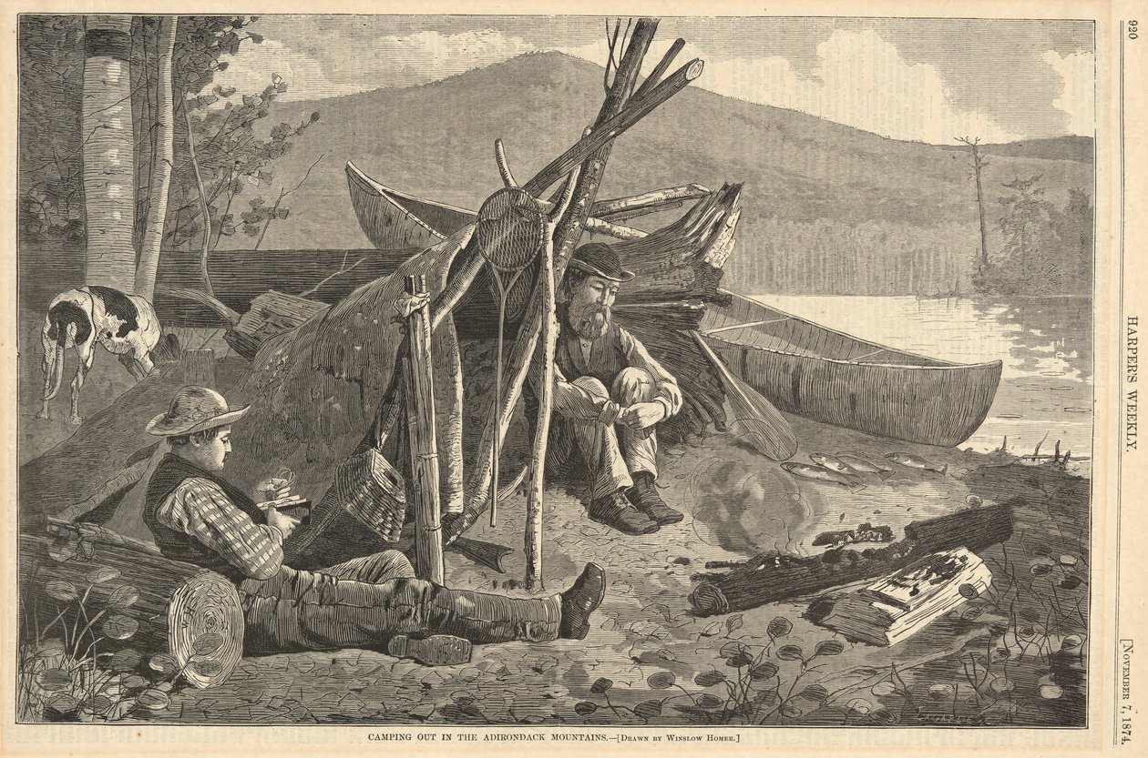 Acampando en las montañas Adirondack, de Harper de Winslow Homer